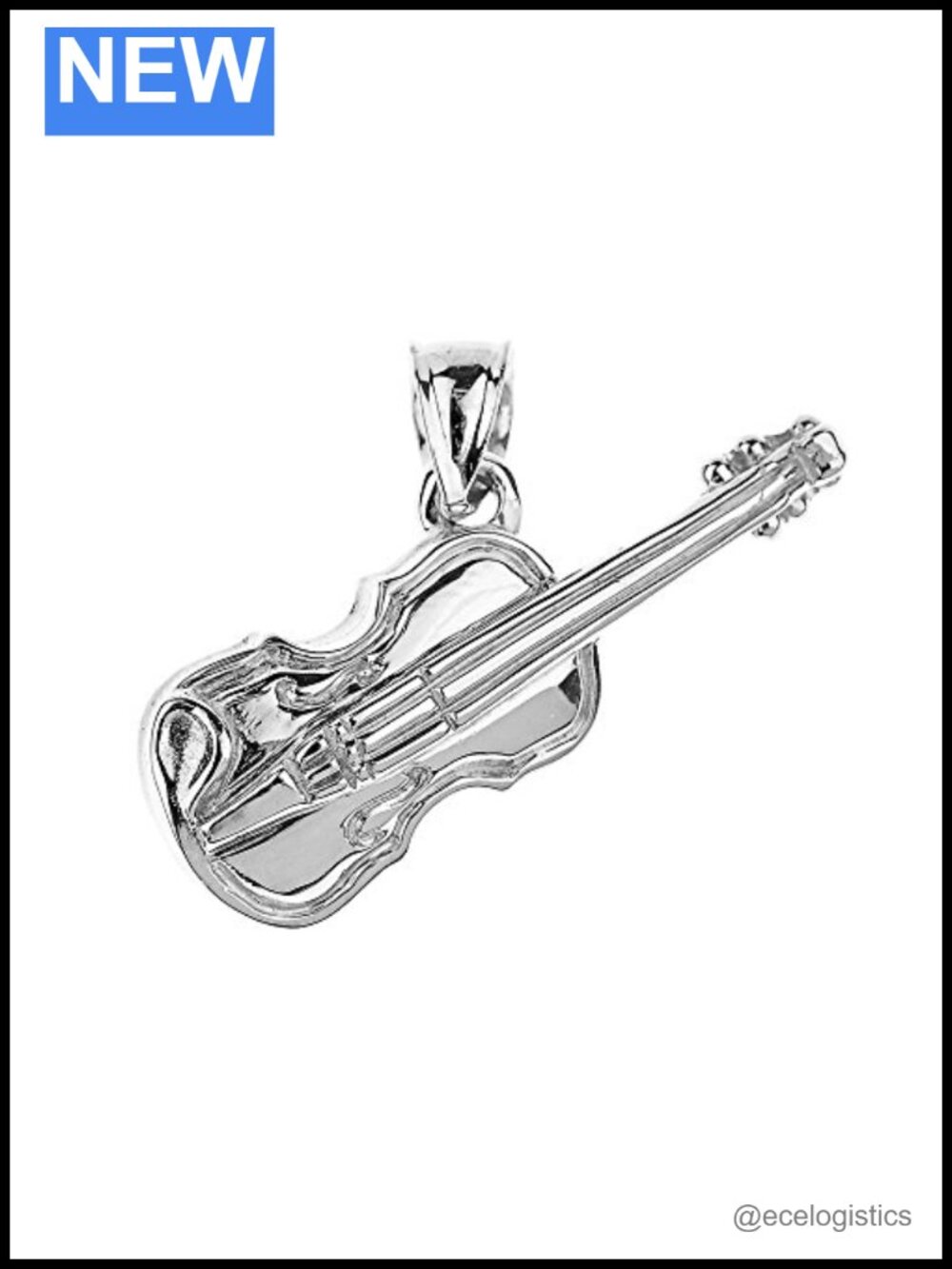 Sterling Silver Violin Music Charm Pendant Fiddle Instrument